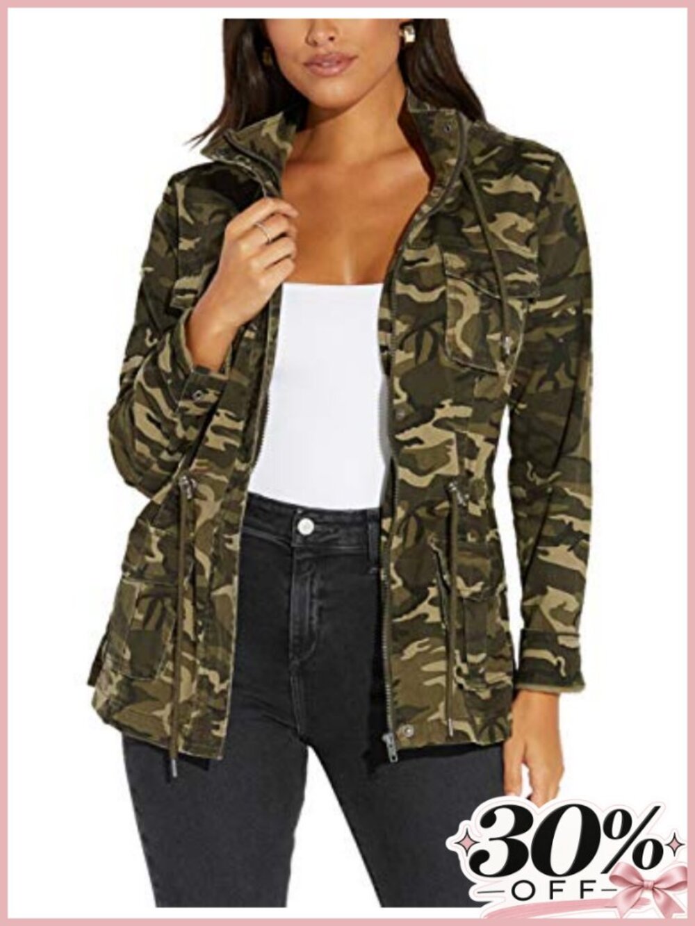 Military Camouflage Utility Jacket with Pockets